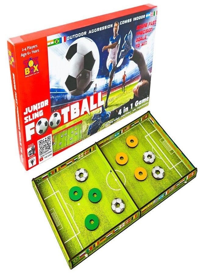 تويز بوكس لعبة كرة القدم المعلقة للأطفال من تويز بوكس 4 في 1 مع ألعاب طاولة خشبية أخرى مثل لعبة المضارب الملونة، ولعبة السلم والثعبان، ولعبة لودو، لعبة تفاعلية ممتعة للأطفال من عمر 6 سنوات فما فوق - Image 1